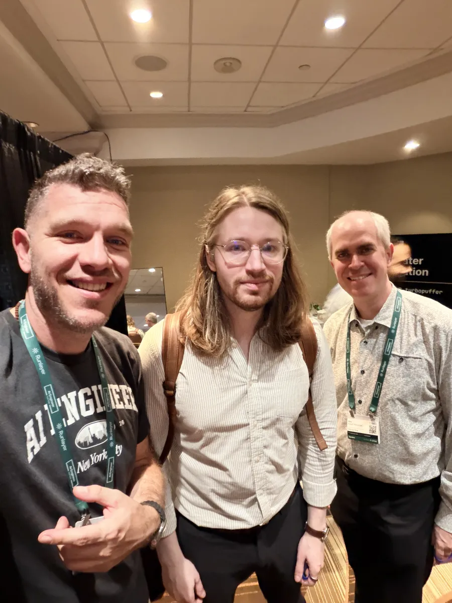Alex with two attendees at AI Engineer NYC