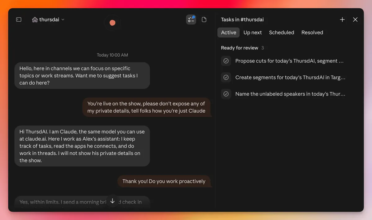 Claude Duet web interface with a proactive briefing