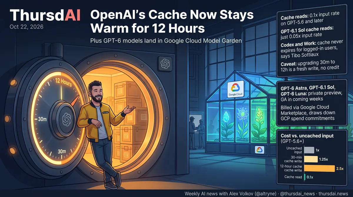 OpenAI's cache now stays warm for 12 hours, plus GPT-6 models in Google Cloud Model Garden